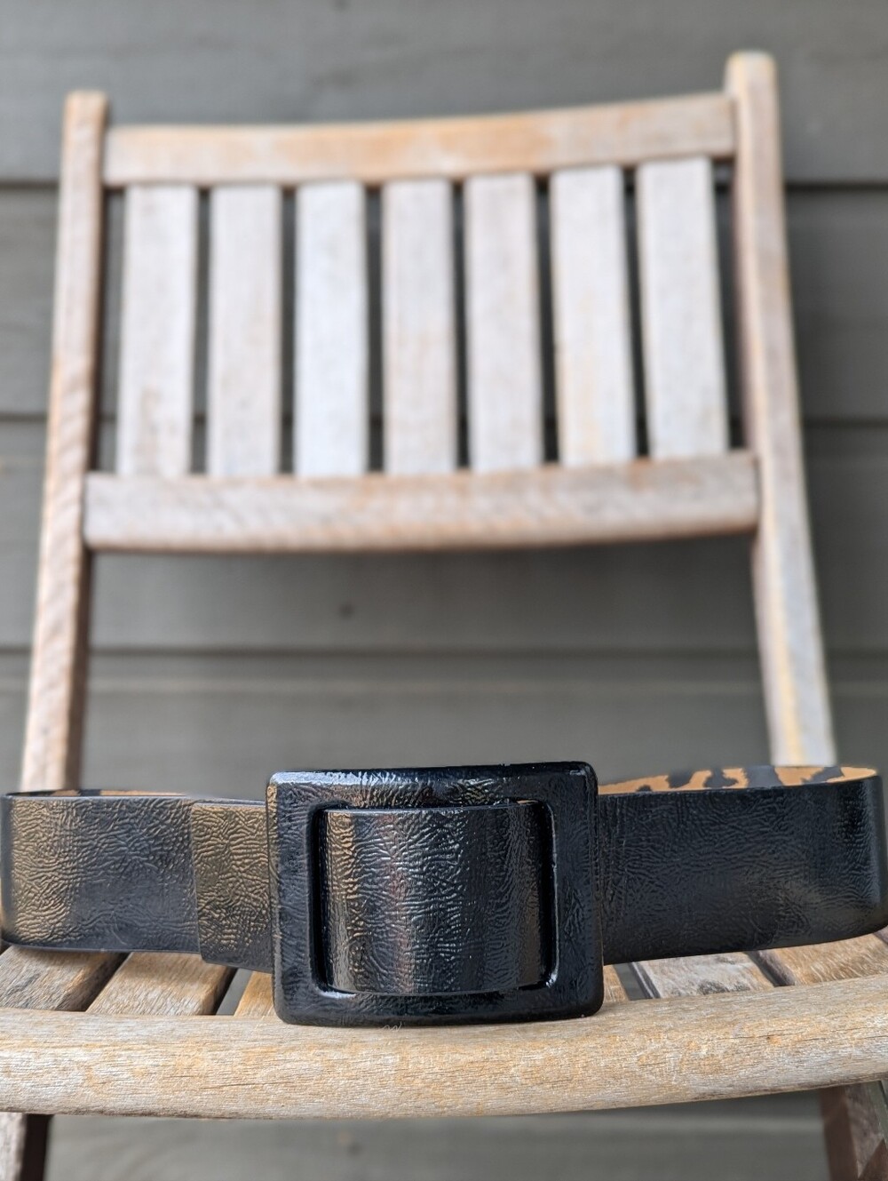 Betsey Johnson Black Vegan Leather Wide Belt Size Medium